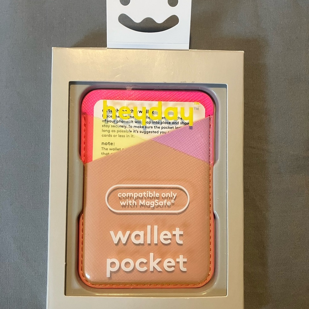 Heyday Orange and Pink Phone Wallet Pocket for MagSafe Compatible Phones